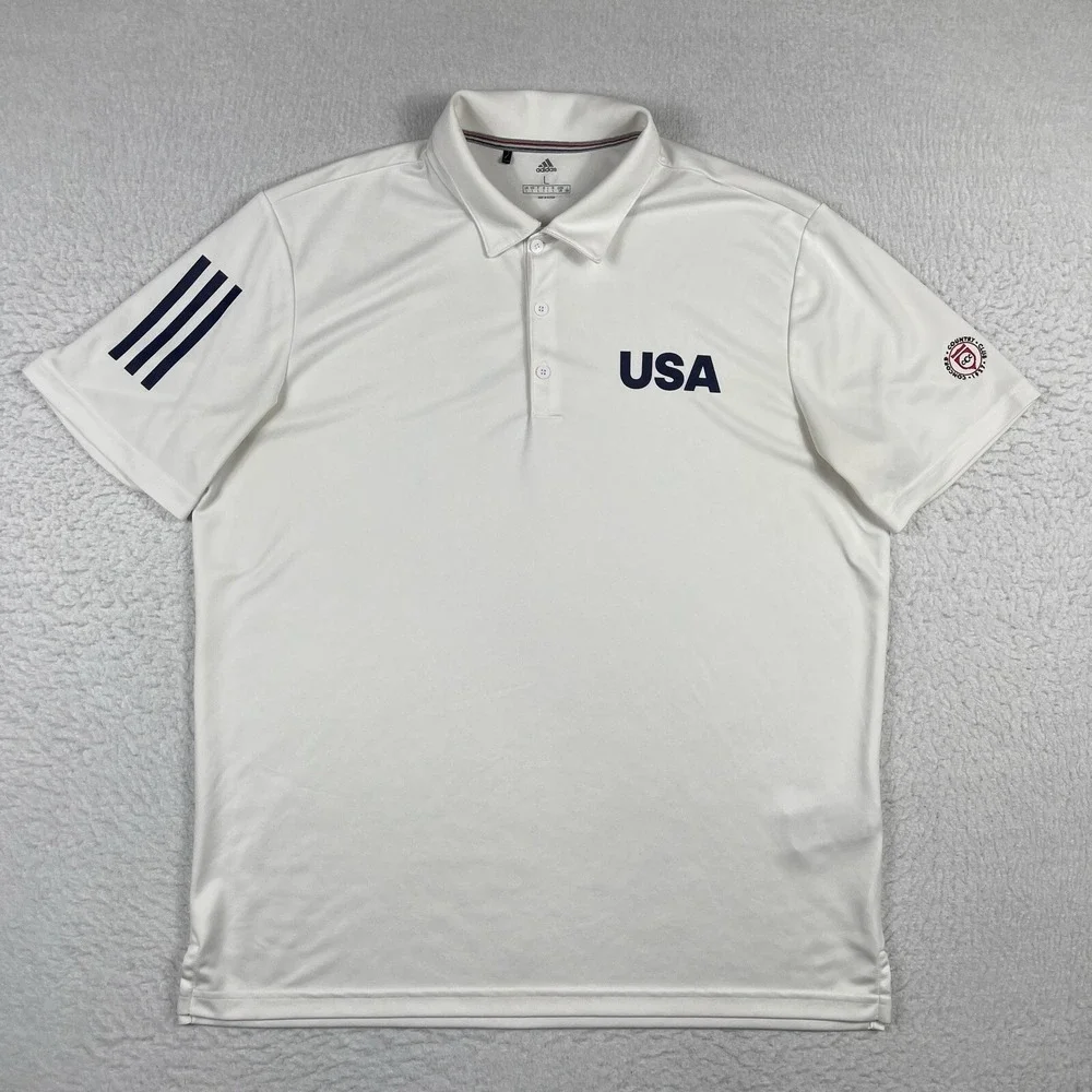 Adidas Polo Shirt Mens Large Concord Country‎ Club USA Golfer Pickleball PA